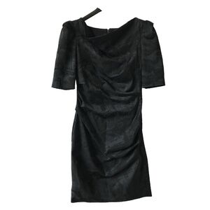 Theia Asymmetrical Knee-Length Dress Black Size 6